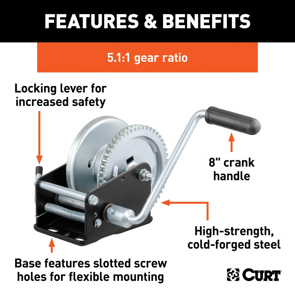 CURT 29428 Hand Crank Win. (1;900 lbs; 8in. Handle) - Truck Part Superstore