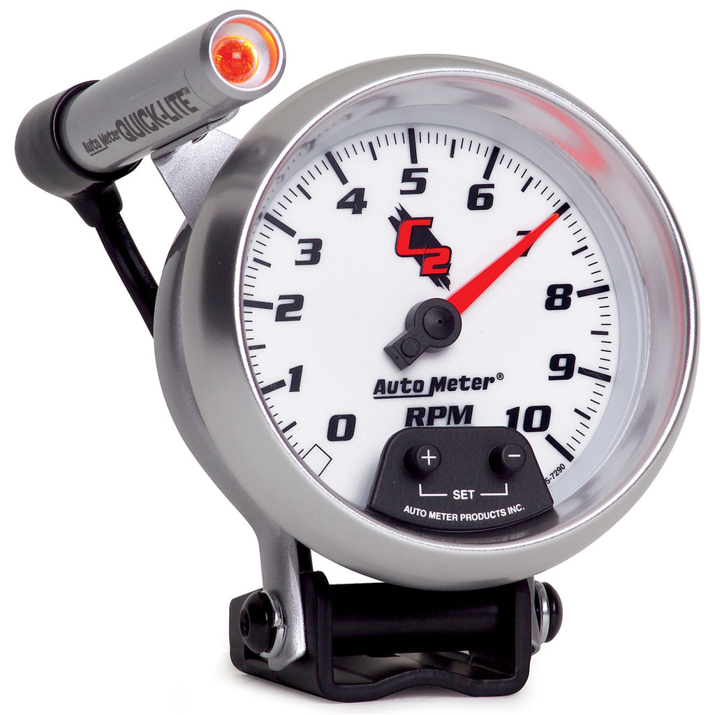 AutoMeter 7290 GAUGE, TACHOMETER, 3 3/4", 10K RPM, PEDESTAL W/ EXT. QUICK-LITE, C2