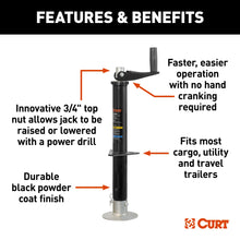 Load image into Gallery viewer, CURT 733926 Lippert Quick Drop Drill-Operated Tongue Jack, 2,000 lbs, 14" Travel