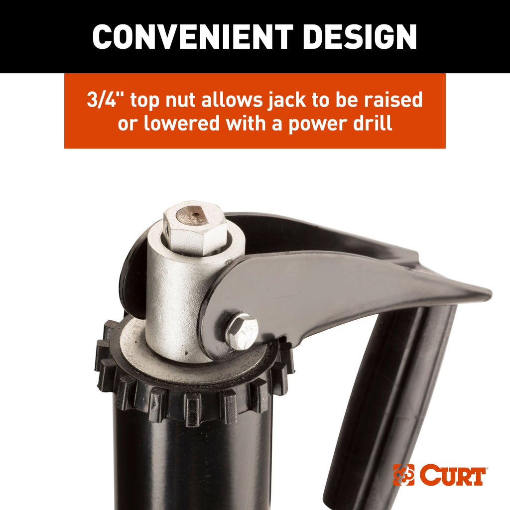 CURT 733926 Lippert Quick Drop Drill-Operated Tongue Jack, 2,000 lbs, 14" Travel