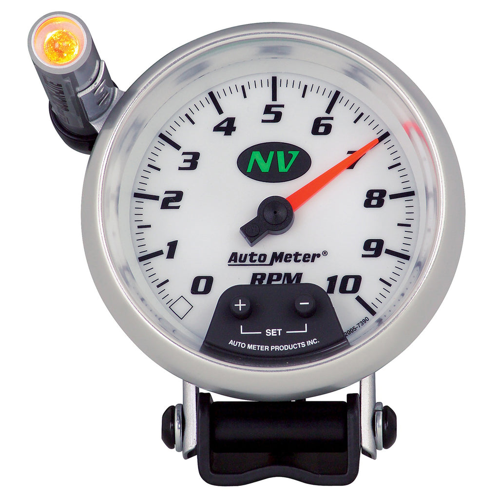 AutoMeter 7390 GAUGE, TACHOMETER, 3 3/4", 10K RPM, PEDESTAL W/ EXT. QUICK-LITE, NV
