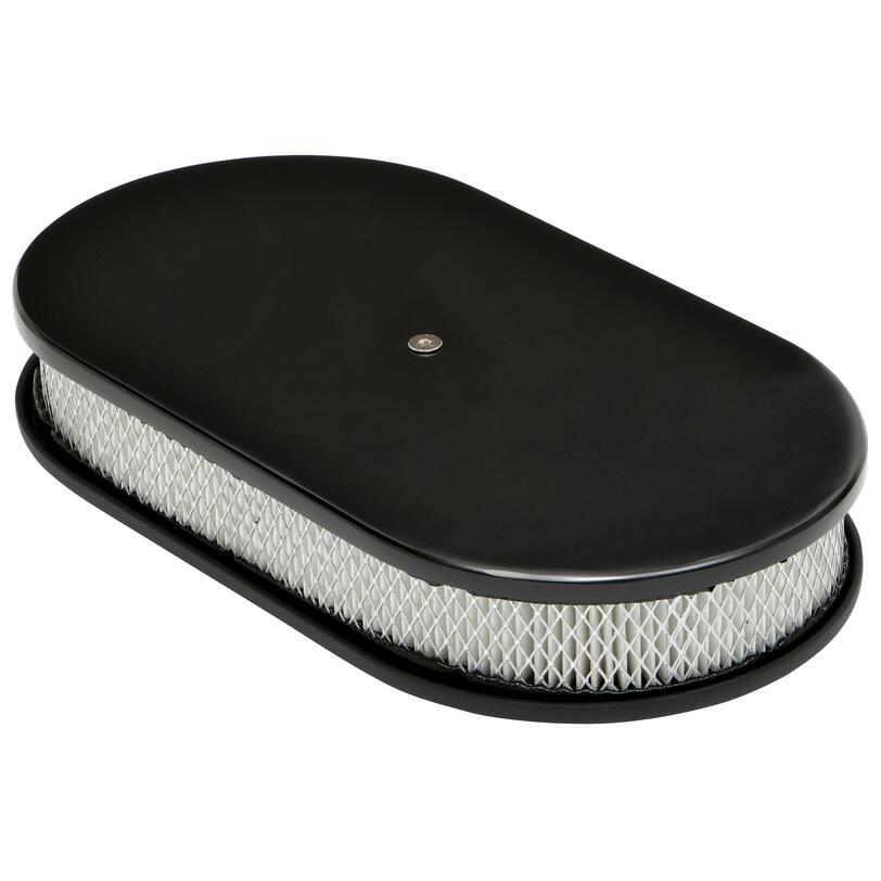 8-38-X-15-In.-Oval-Aluminum-Air-Cleaner-Set;-Plain--Black-Finish