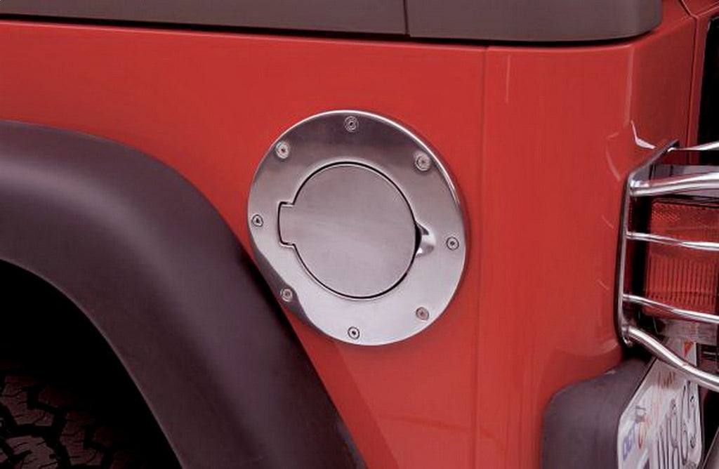 Rampage 75001 Billet Style Fuel Door Cover for Select Jeep Wrangler, Jeep Wrangler JK