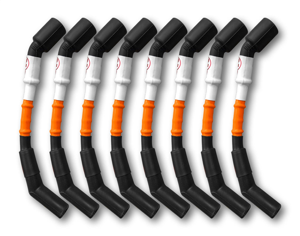 Kooks Custom Headers 750203 11mm Spark Plug Wires (8 pc. Set). Orange with Black Boots. LSX Car for Select Cadillac CTS, Chevrolet Camaro, Chevrolet Caprice, Chevrolet Corvette, Chevrolet SS, Pontiac Firebird, Pontiac G8, Pontiac GTO