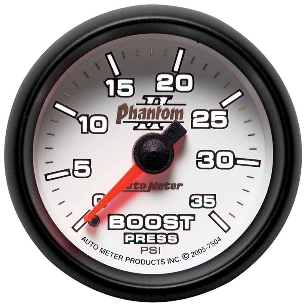 AutoMeter 7504 GAUGE, BOOST, 2 1/16", 35PSI, MECHANICAL, PHANTOM II