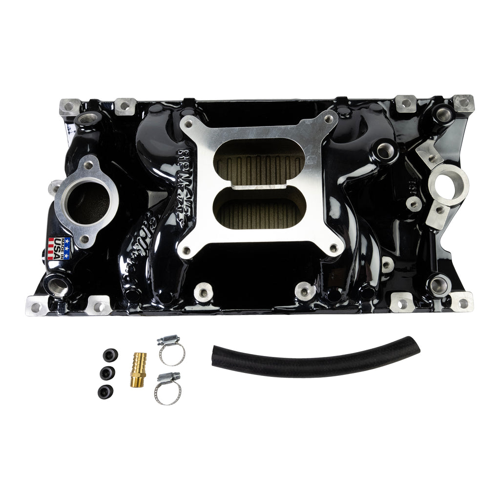 Edelbrock 7516-BP Edelbrock RPM Air-Gap Manifold for Small-Block Chevy Vortec, Black Plasma Finish