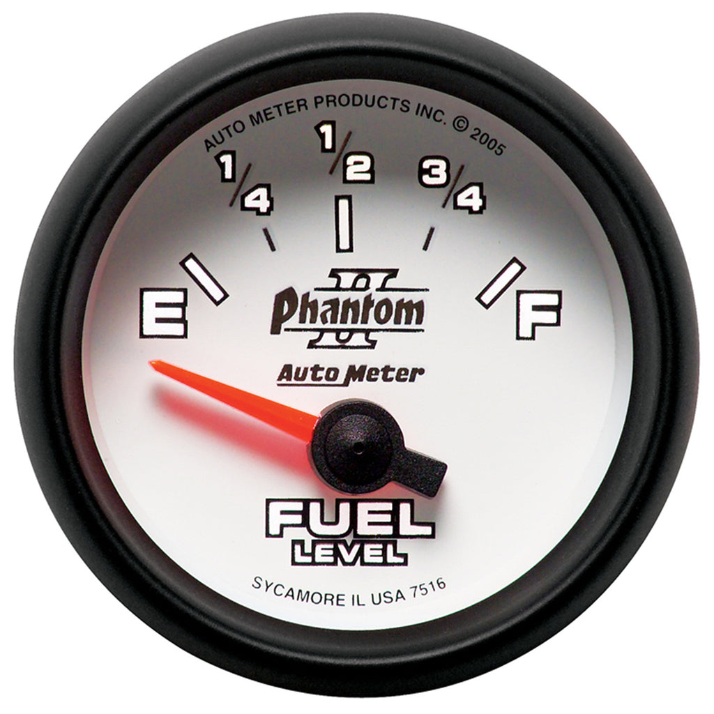 AutoMeter 7516 GAUGE, FUEL LEVEL, 2 1/16", 240OE TO 33OF, ELEC, PHANTOM II