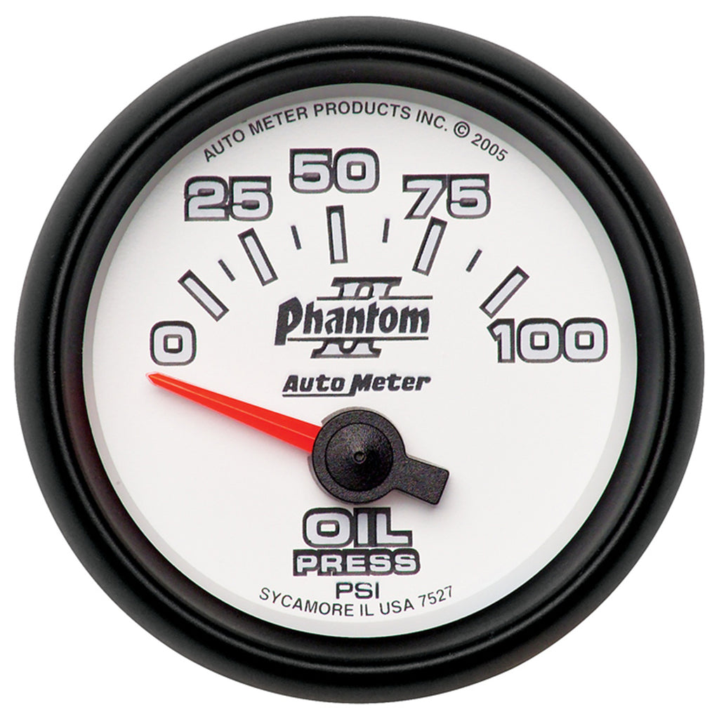 AutoMeter 7527 GAUGE, OIL PRESSURE, 2 1/16", 100PSI, ELECTRIC, PHANTOM II