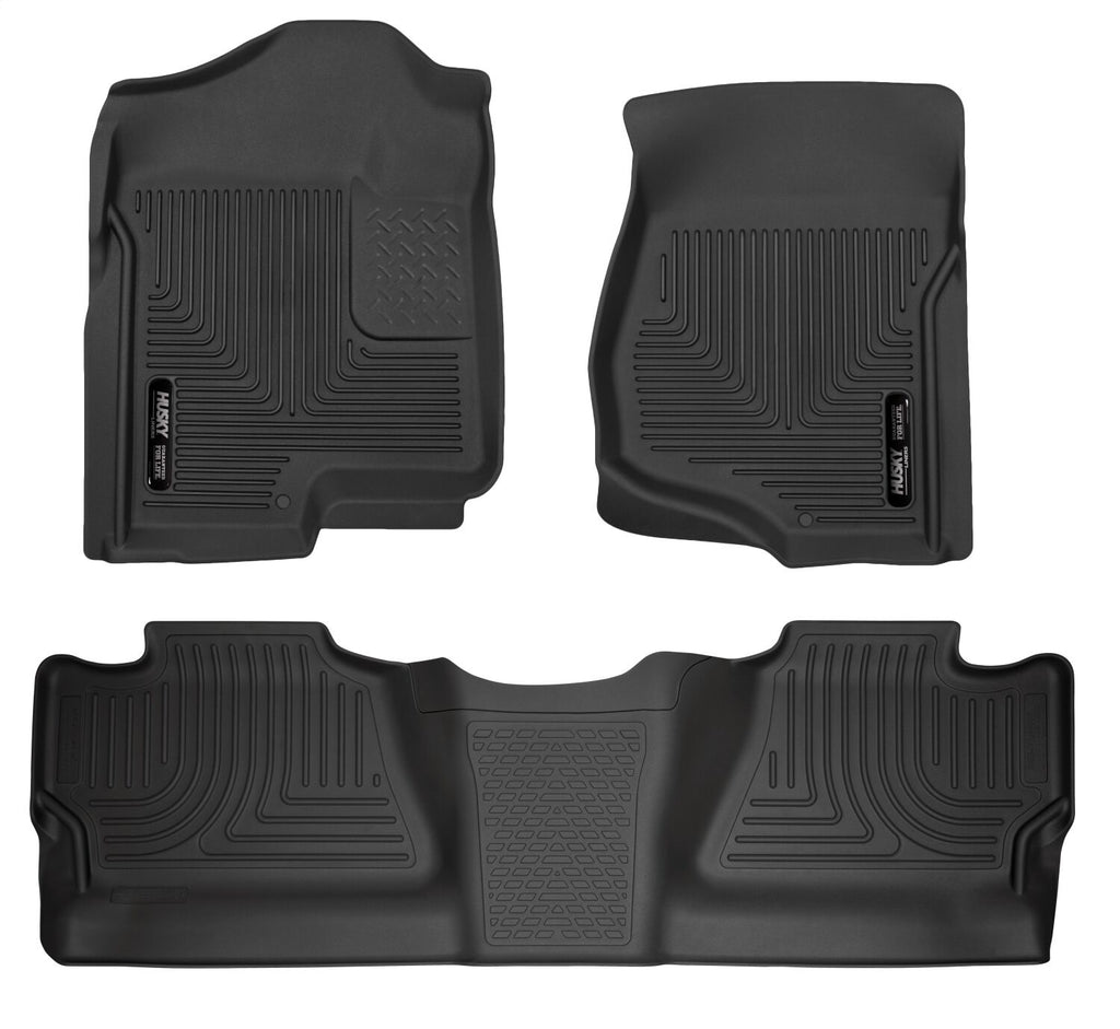 Husky Liners 98201 Weatherbeater-Front/2nd Seat Floor Liners (Footwell Coverage) for Select Chevrolet Silverado 1500, Chevrolet Silverado HD, Chevrolet Silverado HD, GMC Sierra 1500, GMC Sierra HD, GMC Sierra HD