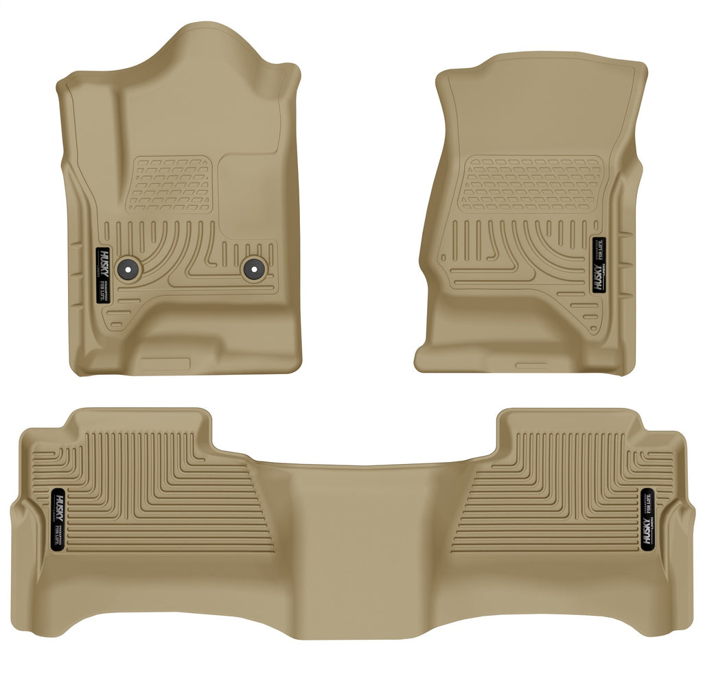 Husky Liners 98233 Weatherbeater-Front/2nd Seat Floor Liners (Footwell Coverage) for Select Chevrolet Silverado 1500, Chevrolet Silverado HD, Chevrolet Silverado HD, GMC Sierra 1500, GMC Sierra HD, GMC Sierra HD