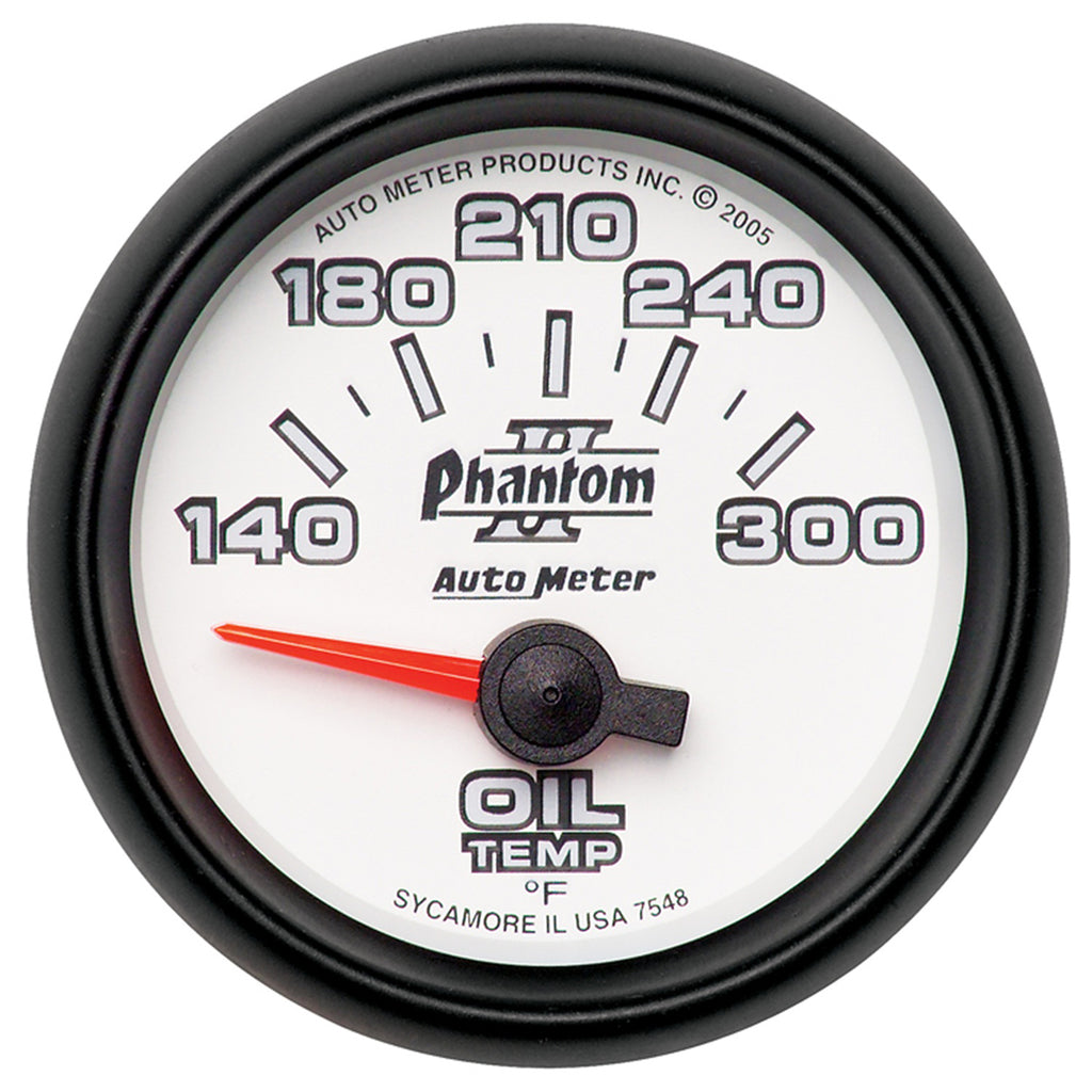 AutoMeter 7548 GAUGE, OIL TEMP, 2 1/16", 140-300?F, ELECTRIC, PHANTOM II