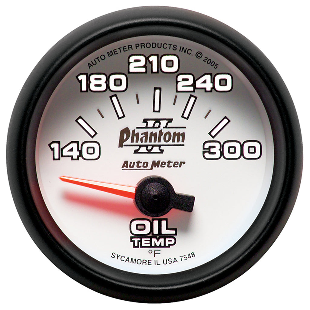 AutoMeter 7548 GAUGE, OIL TEMP, 2 1/16", 140-300?F, ELECTRIC, PHANTOM II