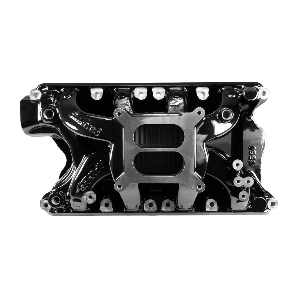Edelbrock 7581-BP RPM Air-Gap Small Block Ford 351W Intake Manifold, Black Plasma Finish for Select Bricklin SV-1, DeTomaso Pantera, Ford Bronco, Ford Country Sedan, Ford Country Squire, Ford Custom, Ford Custom 500, Ford E-100 Econoline, Ford E-100