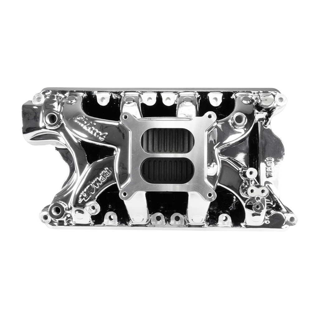 Edelbrock 7581-CP RPM Air-Gap Small Block Ford 351W Intake Manifold, Chrome Plasma Finish for Select Bricklin SV-1, DeTomaso Pantera, Ford Bronco, Ford Country Sedan, Ford Country Squire, Ford Custom, Ford Custom 500, Ford E-100 Econoline, Ford E-100