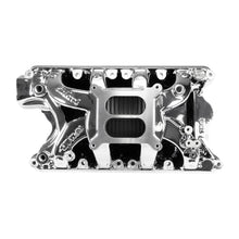 Load image into Gallery viewer, Edelbrock 7581-CP RPM Air-Gap Small Block Ford 351W Intake Manifold, Chrome Plasma Finish for Select Bricklin SV-1, DeTomaso Pantera, Ford Bronco, Ford Country Sedan, Ford Country Squire, Ford Custom, Ford Custom 500, Ford E-100 Econoline, Ford E-100