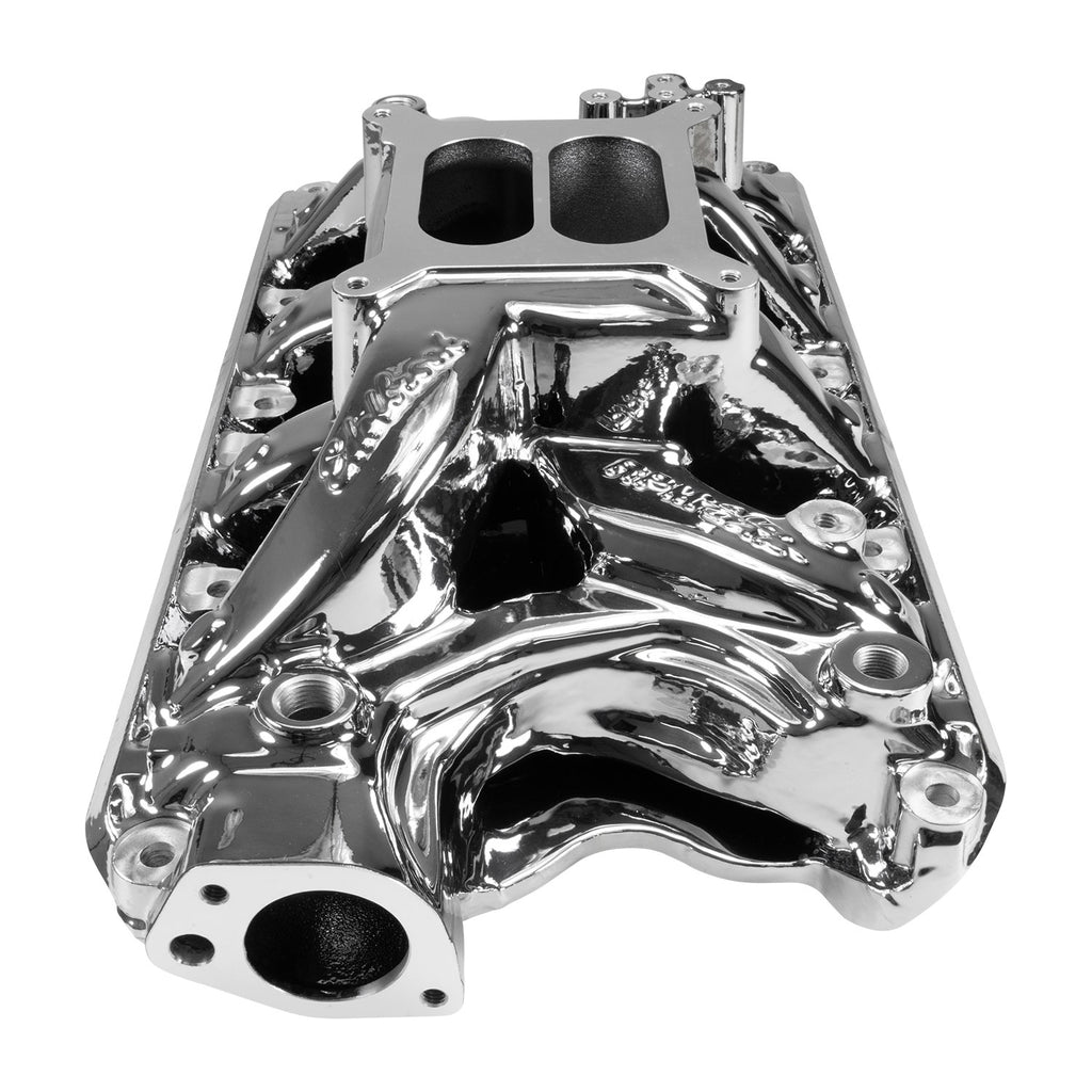 Edelbrock 7581-CP RPM Air-Gap Small Block Ford 351W Intake Manifold, Chrome Plasma Finish for Select Bricklin SV-1, DeTomaso Pantera, Ford Bronco, Ford Country Sedan, Ford Country Squire, Ford Custom, Ford Custom 500, Ford E-100 Econoline, Ford E-100