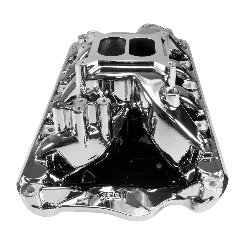 Edelbrock 7581-CP RPM Air-Gap Small Block Ford 351W Intake Manifold, Chrome Plasma Finish for Select Bricklin SV-1, DeTomaso Pantera, Ford Bronco, Ford Country Sedan, Ford Country Squire, Ford Custom, Ford Custom 500, Ford E-100 Econoline, Ford E-100
