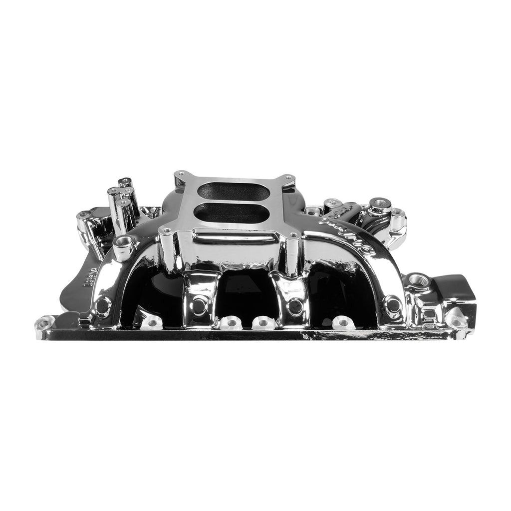 Edelbrock 7581-CP RPM Air-Gap Small Block Ford 351W Intake Manifold, Chrome Plasma Finish for Select Bricklin SV-1, DeTomaso Pantera, Ford Bronco, Ford Country Sedan, Ford Country Squire, Ford Custom, Ford Custom 500, Ford E-100 Econoline, Ford E-100