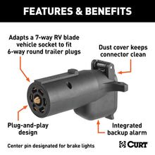 Load image into Gallery viewer, CURT 57720 Adapter with Alarm (7-Way RV Blade to 6-Way Round Trailer; Center Pin Brake) - Truck Part Superstore