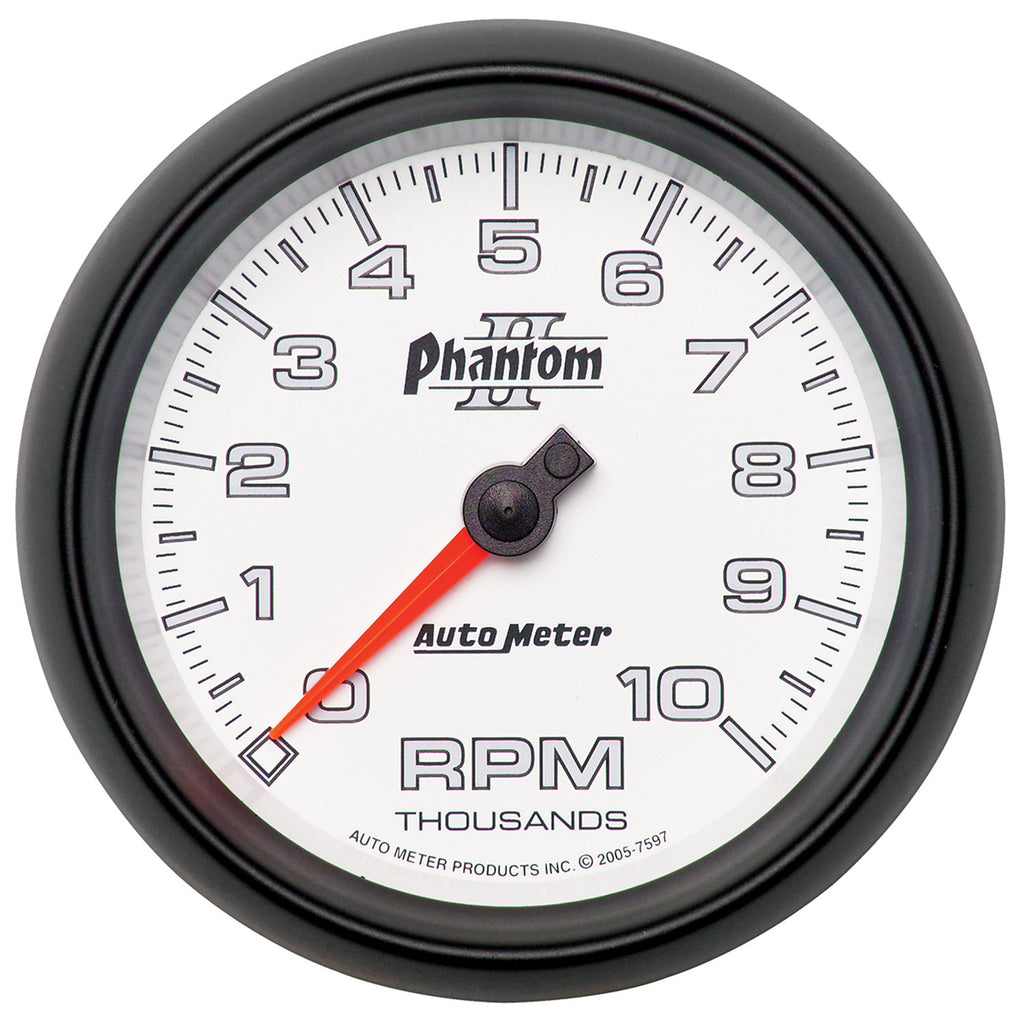AutoMeter 7597 GAUGE, TACHOMETER, 3 3/8", 10K RPM, IN-DASH, PHANTOM II