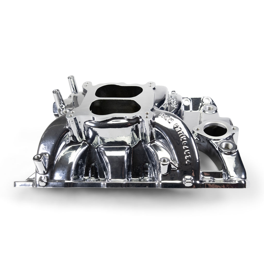 Performer-Rpm-Pontiac-326-455-Intake-Manifold,-Chrome-Plasma-Finish
