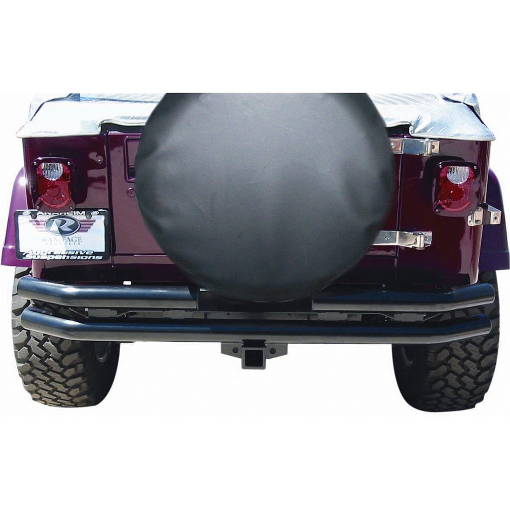 7605-Wrangler-Black-Rear-Double-Tube-WHitch-WCutout-For-Spare-Tire