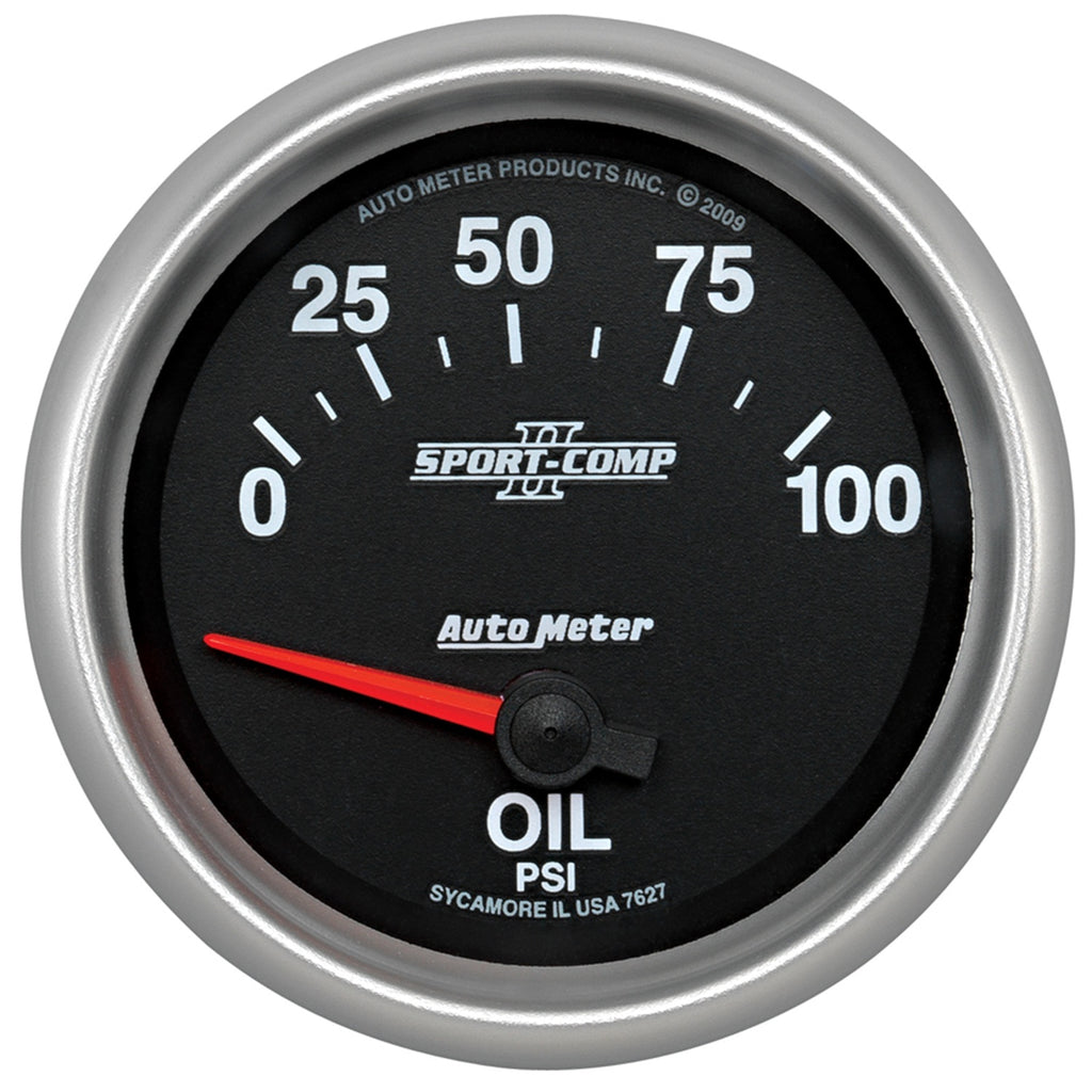 AutoMeter 7627 GAUGE, OIL PRESSURE, 2 5/8", 100PSI, ELECTRIC, SPORT-COMP II