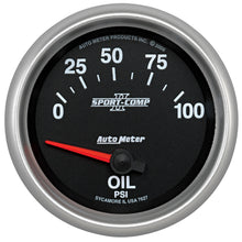 Load image into Gallery viewer, AutoMeter 7627 GAUGE, OIL PRESSURE, 2 5/8", 100PSI, ELECTRIC, SPORT-COMP II