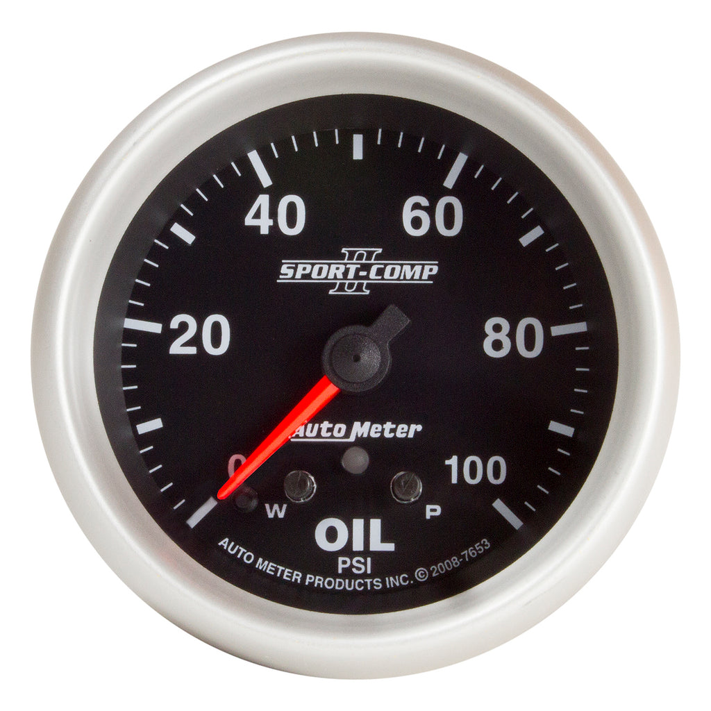AutoMeter 7653 GAUGE, OIL PRESS, 2 5/8", 100PSI, STEPPER MOTOR W/ PEAK & WARN, SPORT-COMP II