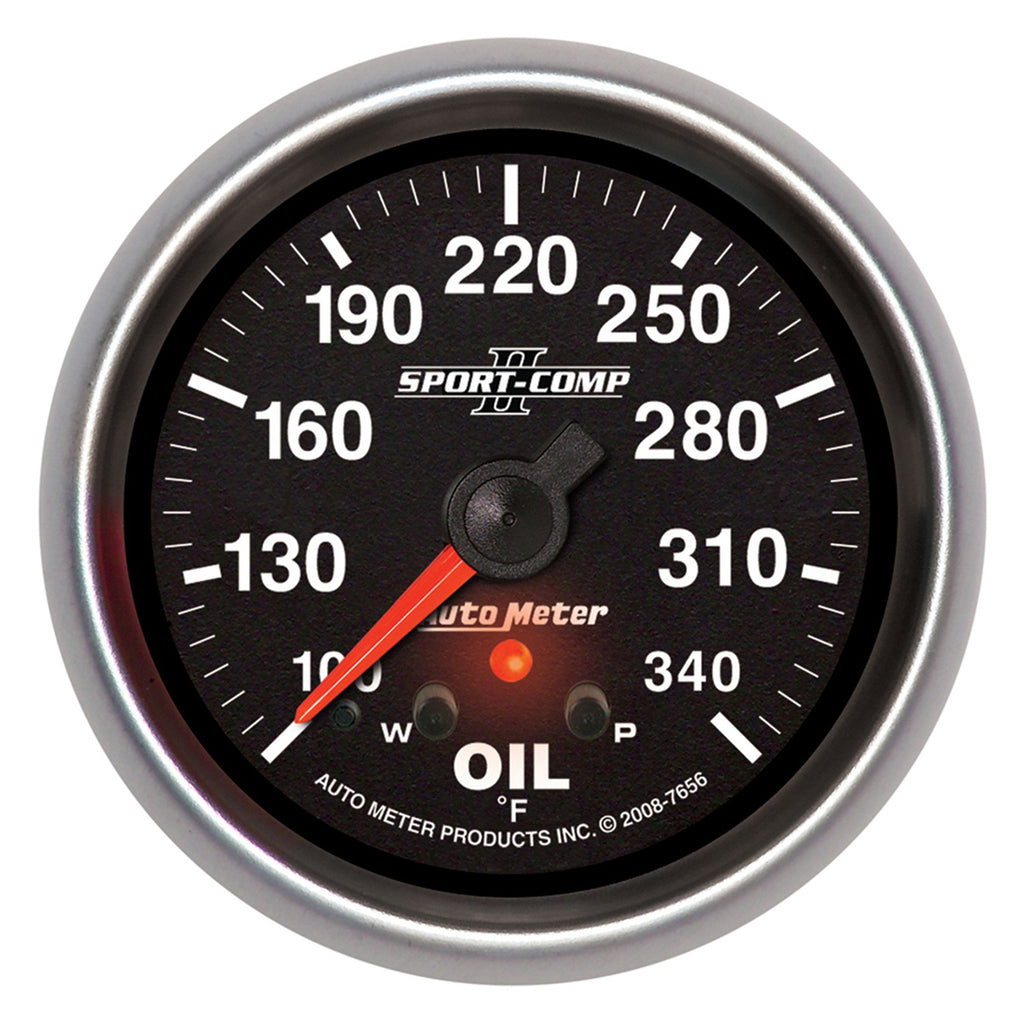 AutoMeter 7656 GAUGE, OIL TEMP, 2 5/8", 340?F, STEPPER MOTOR W/ PEAK & WARN, SPORT-COMP II