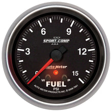Load image into Gallery viewer, AutoMeter 7661 GAUGE, FUEL PRESS, 2 5/8", 15PSI, STEPPER MOTOR W/ PEAK &amp; WARN, SPORT-COMP II