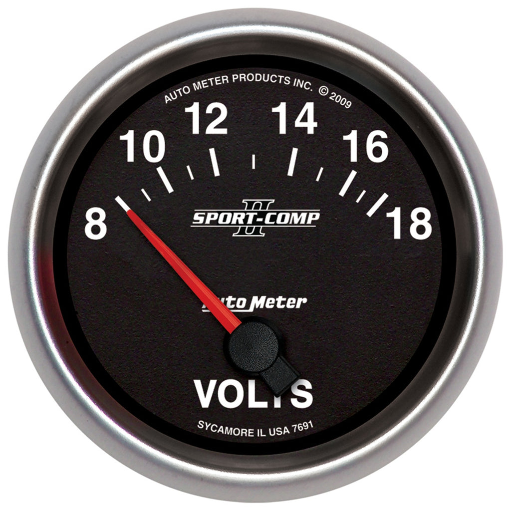 AutoMeter 7691 GAUGE, VOLTMETER, 2 5/8", 18V, ELECTRIC, SPORT-COMP II