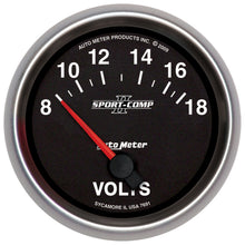 Load image into Gallery viewer, AutoMeter 7691 GAUGE, VOLTMETER, 2 5/8", 18V, ELECTRIC, SPORT-COMP II