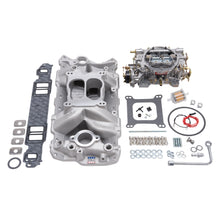 Load image into Gallery viewer, Manifold-And-Carb-Kit-Performer-Air-Gap-Small-Block-Chevrolet-1957-1986-Natural-Finish