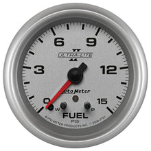 Load image into Gallery viewer, AutoMeter 7761 GAUGE, FUEL PRESS, 2 5/8", 15PSI, STEPPER MOTOR W/ PEAK &amp; WARN, ULTRA-LITE II