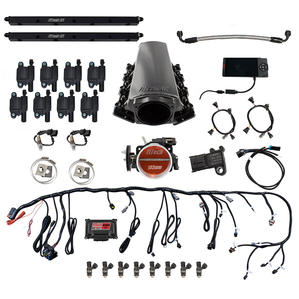 FiTech Fuel Injection 78003 Ultimate LS 750 HP EFI System With Short Cathedral Intake & LS3 Coil Pack Set