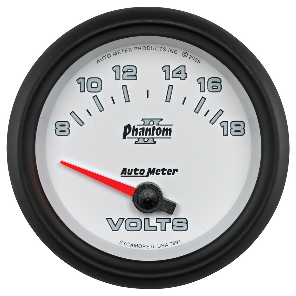AutoMeter 7891 GAUGE, VOLTMETER, 2 5/8", 18V, ELECTRIC, PHANTOM II