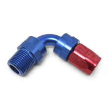 Load image into Gallery viewer, Performance--10-An-RedBlue-90-Deg-Full-Flow-Swivel-Pipe-Thread-Hose-End-(With-12In-Npt)