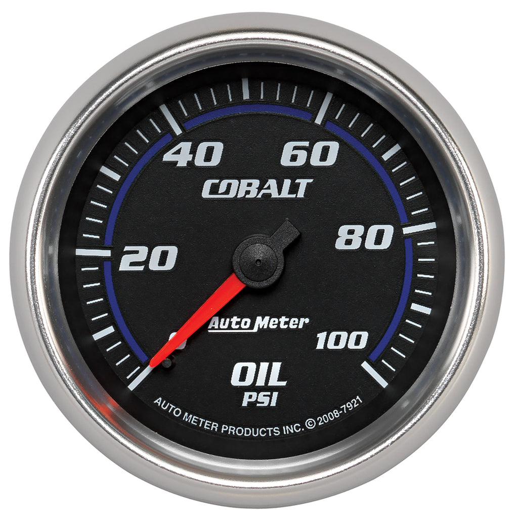 AutoMeter 7921 GAUGE, OIL PRESSURE, 2 5/8", 100PSI, MECHANICAL, COBALT