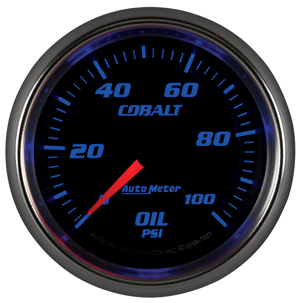 AutoMeter 7921 GAUGE, OIL PRESSURE, 2 5/8", 100PSI, MECHANICAL, COBALT
