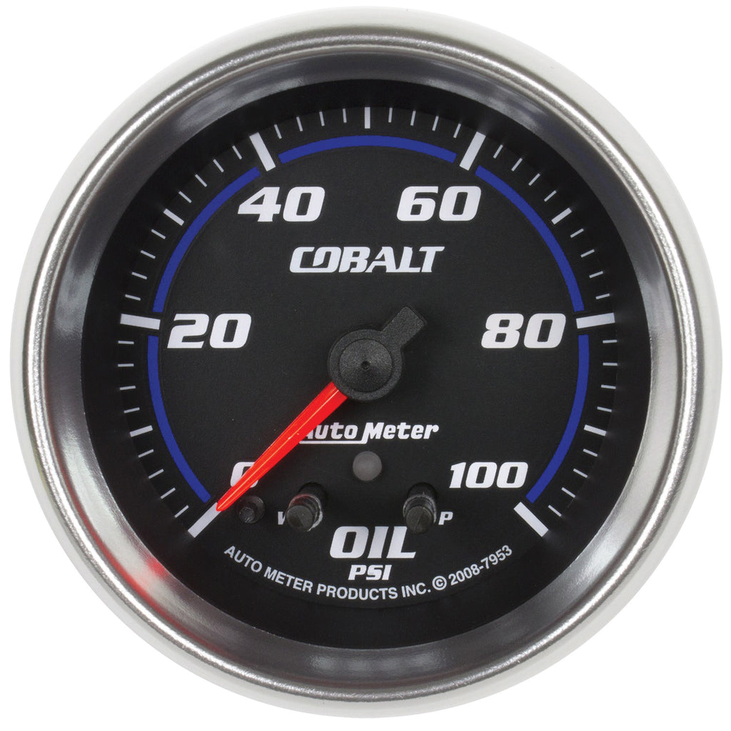 AutoMeter 7953 GAUGE, OIL PRESS, 2 5/8", 100PSI, STEPPER MOTOR W/ PEAK & WARN, COBALT
