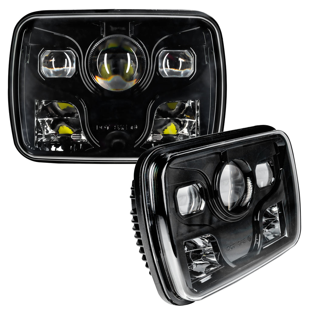 7X6-In.-40W-Replacement-Led-Headlight,-Black-Bezel,-6000K,-Pair