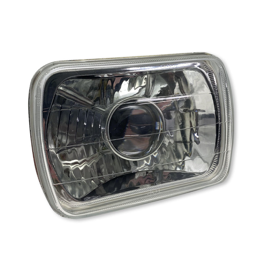 7X6in-Rectangle-Diamond-Cut-Lens-With-Domed-Center-Projector-Aim-Holds-H4-Bulb