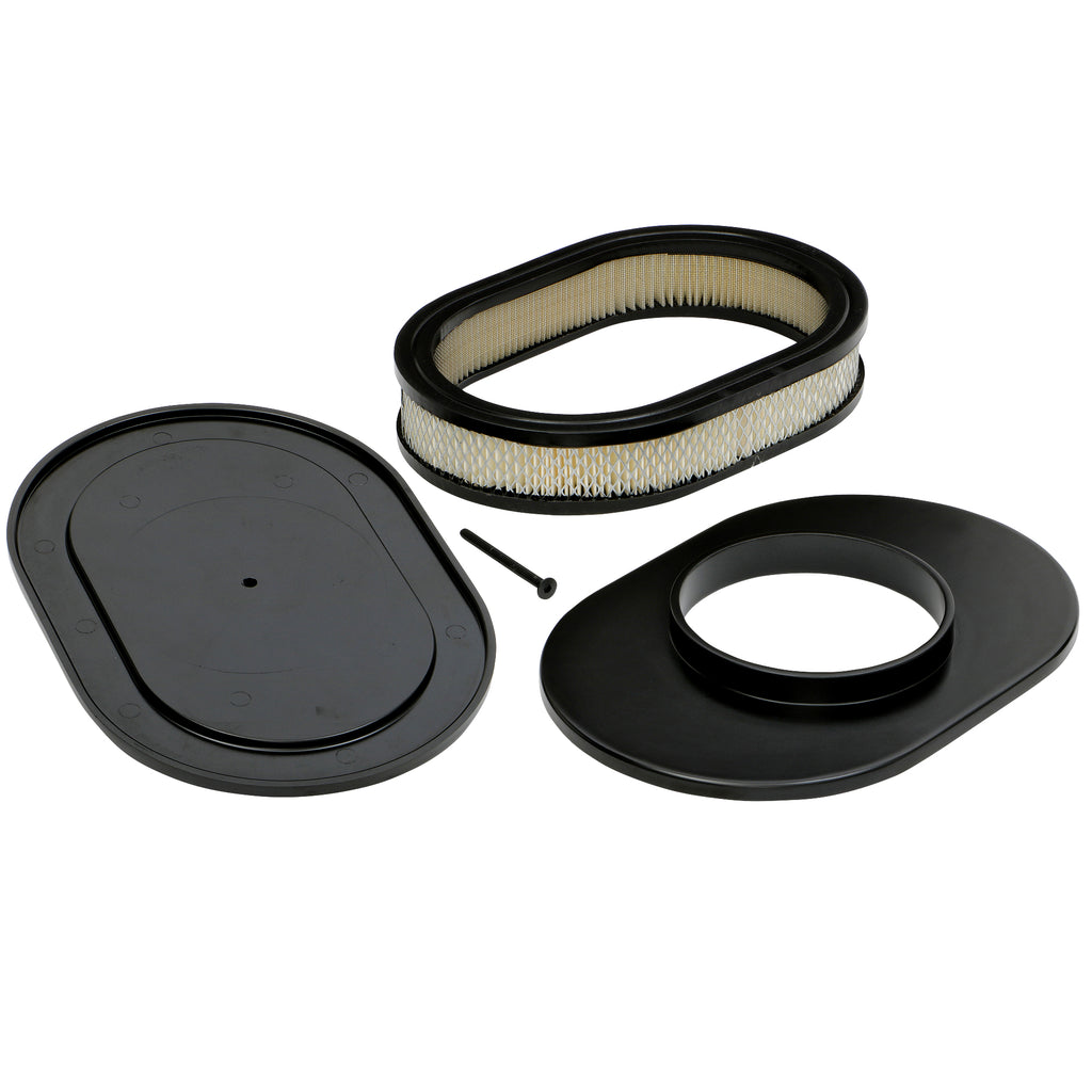 8-38-X-12-In.-Oval-Aluminum-Air-Cleaner-Set;-Pinstripe-Milled--Black-Finish