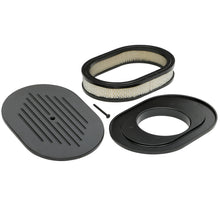 Load image into Gallery viewer, 8-38-X-12-In.-Oval-Aluminum-Air-Cleaner-Set;-Pinstripe-Milled--Black-Finish