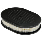 Trans-Dapt 7460 8-3/8 X 12 IN. OVAL ALUMINUM AIR CLEANER SET; PINSTRIPE MILLED- BLACK FINISH