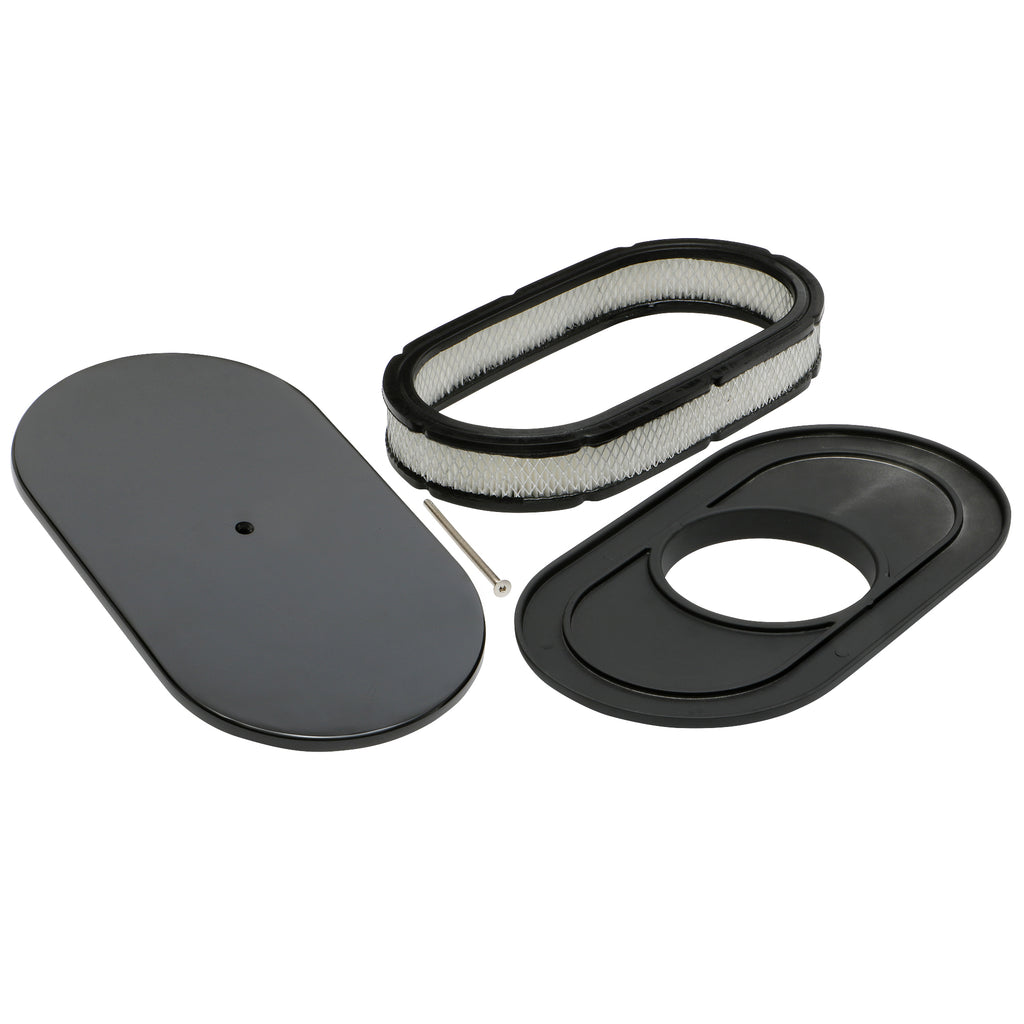 8-38-X-15-In.-Oval-Aluminum-Air-Cleaner-Set;-Plain--Black-Finish