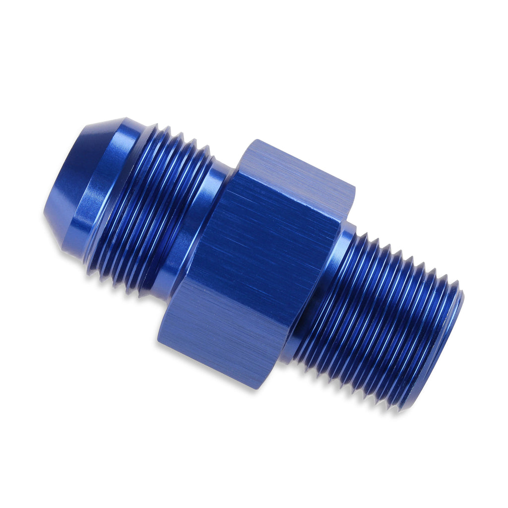 -8-An-Male-To-38-Inch-Npt-Male-Fuel-Pressure-Gauge-Adapter-With-18-Inch-Npt-Port---Blue