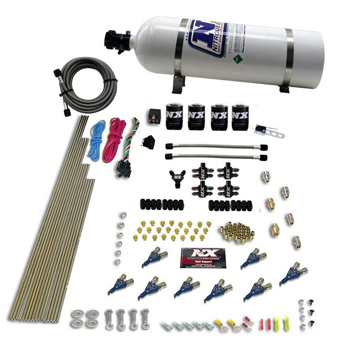 8-Cyl-Piranha-Direct-Port-4-Solenoids-Nitrous-Kit-(200-500Hp-Efi-Jets)-W15Lb-Bottle