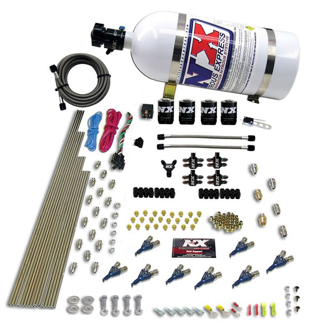 8-Cyl-Piranha-Direct-Port-4-Solenoids-Nitrous-Kit-(200-500Hp)-W10Lb-Bottle